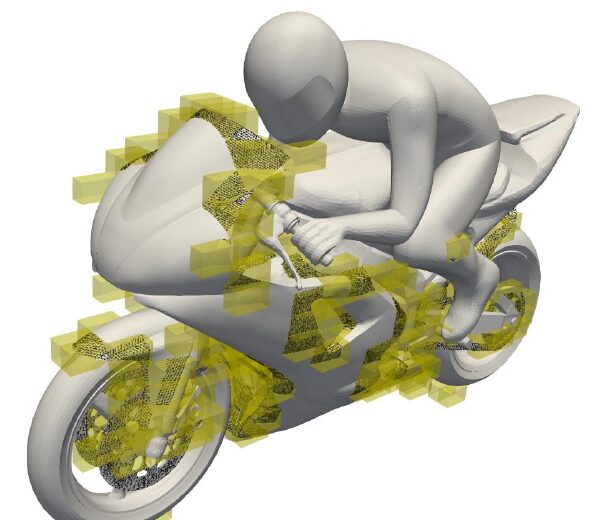 Cut cells around the OpenFOAM motorbike geometry